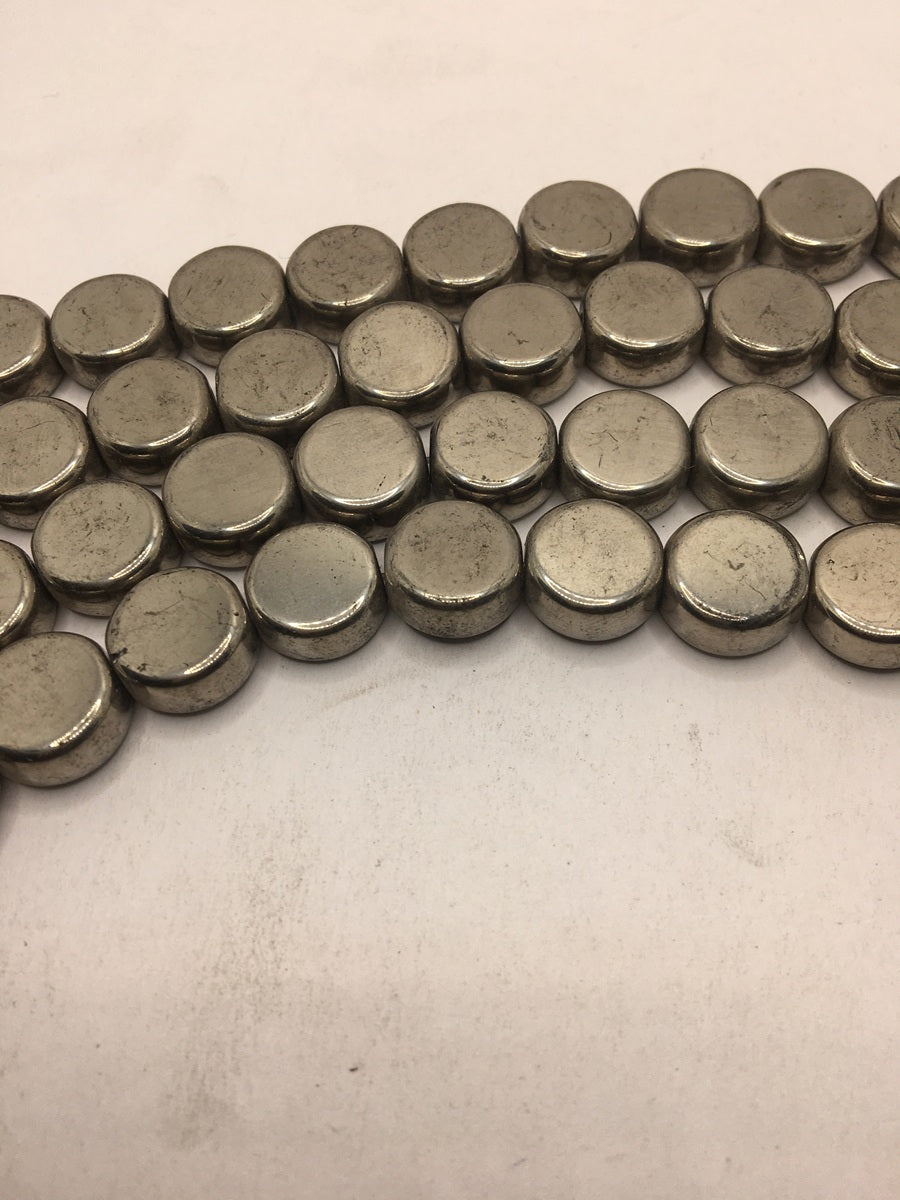 Silver Circular Metallic Glass Beads
