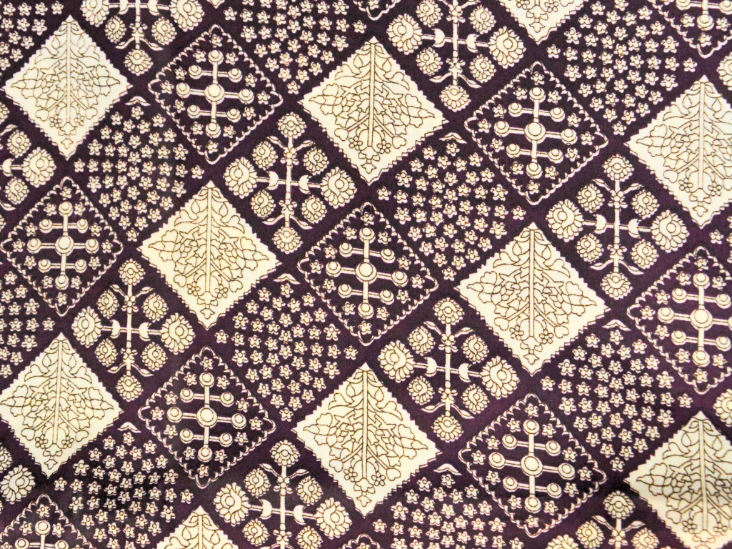 Dark Burgundy Diamond Digitally Printed Butter Crepe Fabric