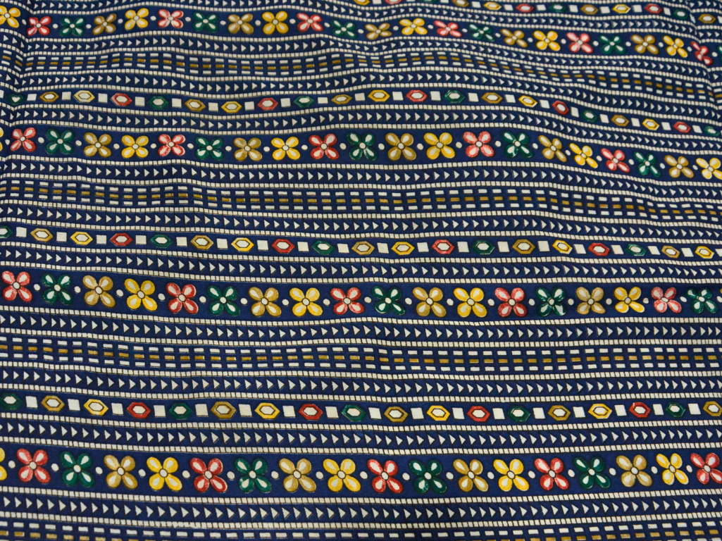 Dark Blue Traditional Digitally Printed Butter Crepe Fabric