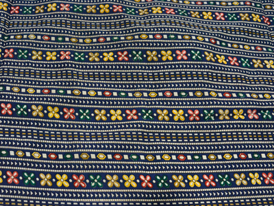 Dark Blue Traditional Digitally Printed Butter Crepe Fabric