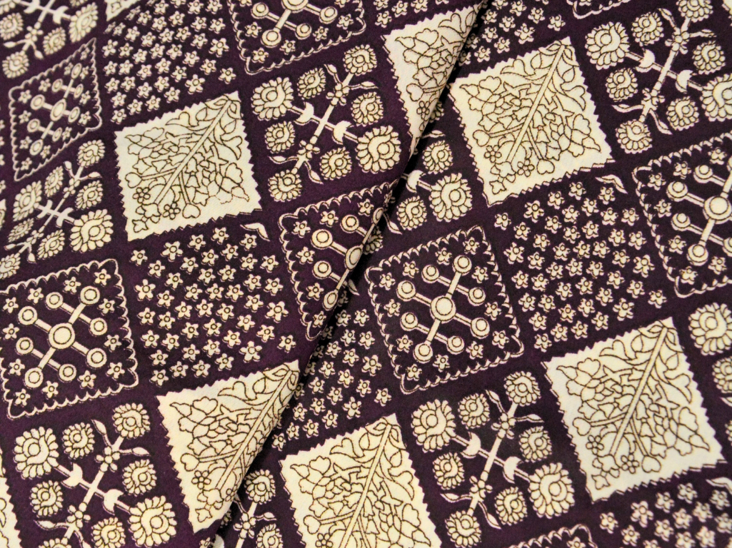 Dark Burgundy Diamond Digitally Printed Butter Crepe Fabric