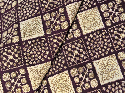 Dark Burgundy Diamond Digitally Printed Butter Crepe Fabric