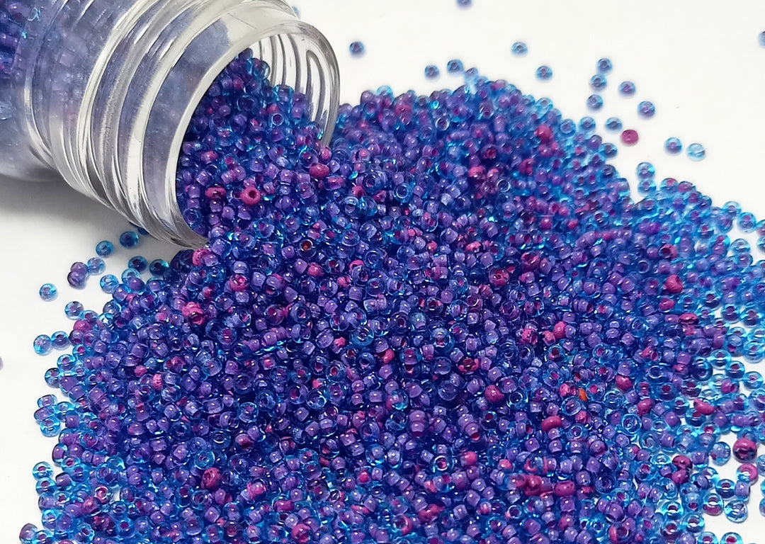 Magenta Inside Dark Blue Dyed Round Rocailles Glass Seed Beads (Wholesale)