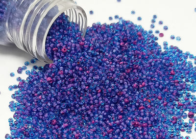 Magenta Inside Dark Blue Dyed Round Rocailles Glass Seed Beads (Wholesale)