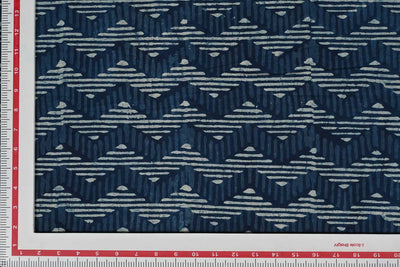 Blue & White Waves Cotton Fabric