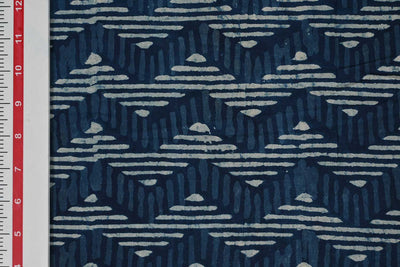 Blue & White Waves Cotton Fabric