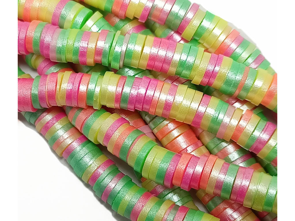 Multicolor Circular Designer Rubber Fimo Beads