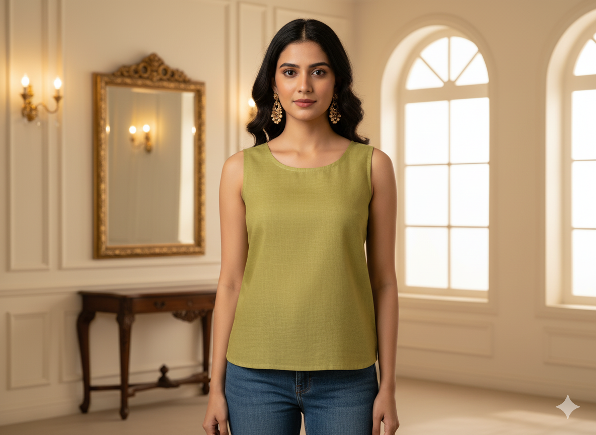 गहरा खाकी सादा ग्लेज्ड कॉटन कपड़ा (थोक)