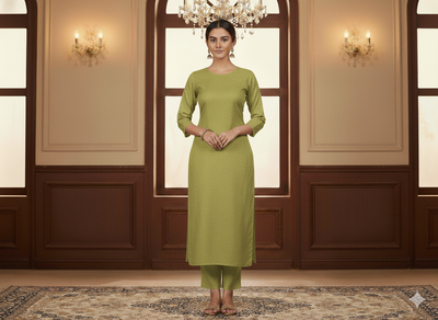 गहरा खाकी सादा ग्लेज्ड कॉटन कपड़ा (थोक)