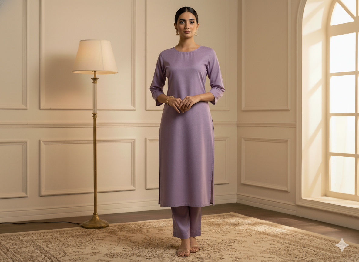 लैवेंडर प्लेन ग्लेज्ड कॉटन फ़ैब्रिक (थोक)