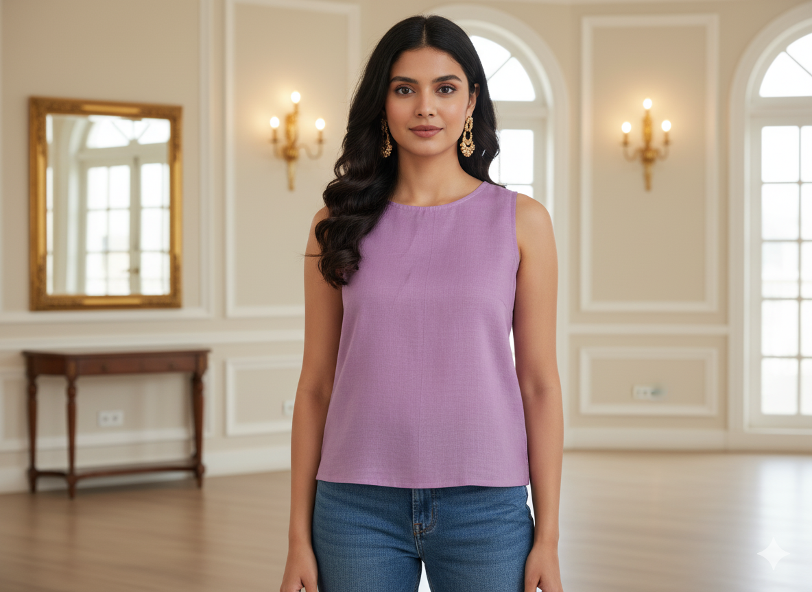 लैवेंडर सादा ग्लेज्ड कॉटन कपड़ा