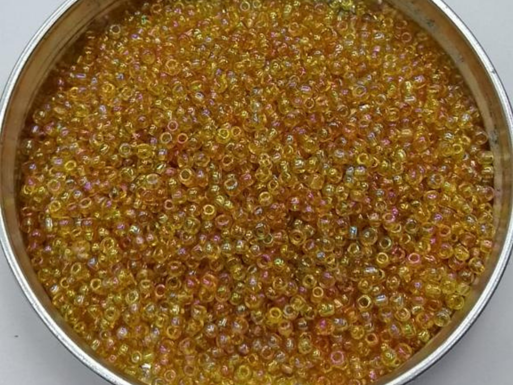 Yellow Rainbow Round Rocaille Glass Seed Beads- 2 mm