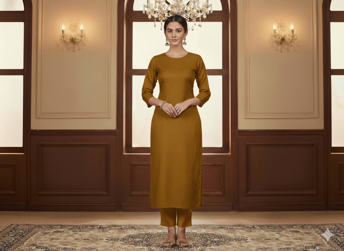 जिंजरब्रेड ब्राउन प्लेन ग्लेज्ड कॉटन फ़ैब्रिक (थोक)