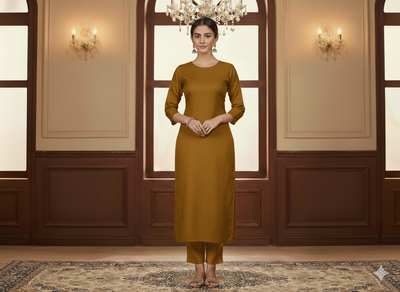 जिंजरब्रेड ब्राउन प्लेन ग्लेज्ड कॉटन फ़ैब्रिक (थोक)