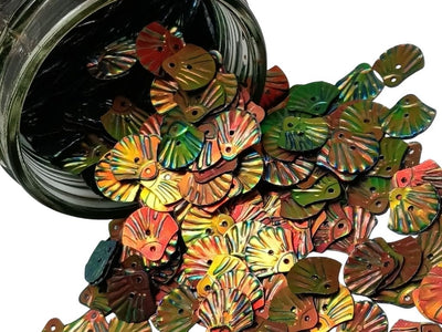 Red & Green Fan Shells Plastic Embroidery Sequins