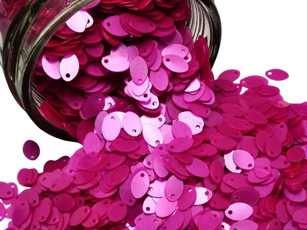 Hot Pink Oval Plastic Embroidery Sequins