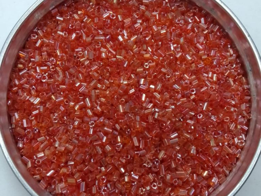 Red Transparent 2 Cut Glass Seed Beads- 2 mm