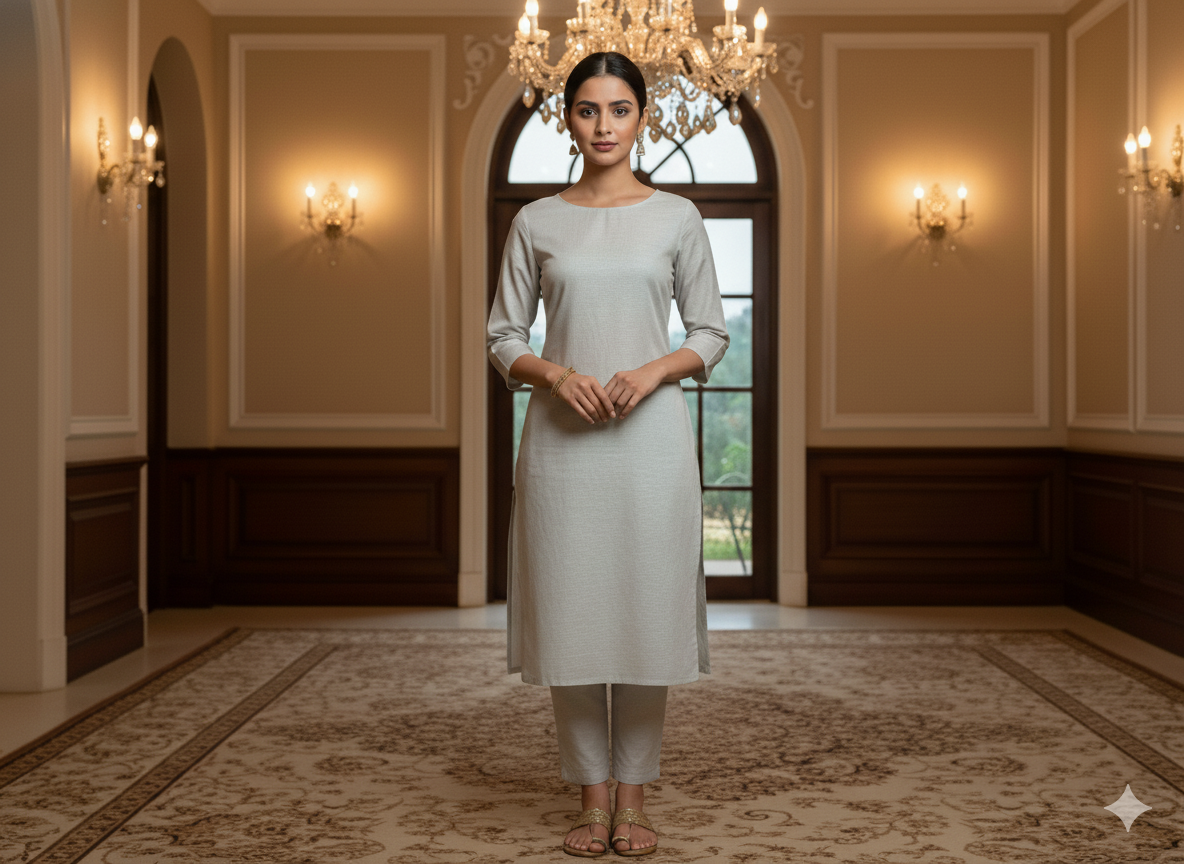 ऑफ-व्हाइट प्लेन ग्लेज्ड कॉटन फ़ैब्रिक (थोक)