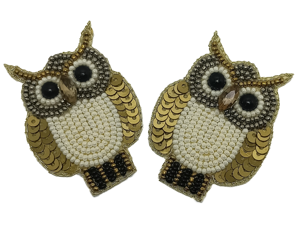 Multicolor Owl Beaded Applique Motifs