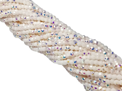 White Rainbow Opaque Hydro Tyre / Rondelle Crystal Glass Beads