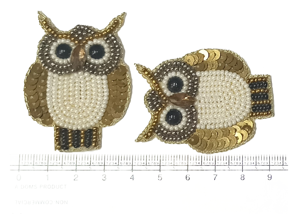 Multicolor Owl Beaded Applique Motifs