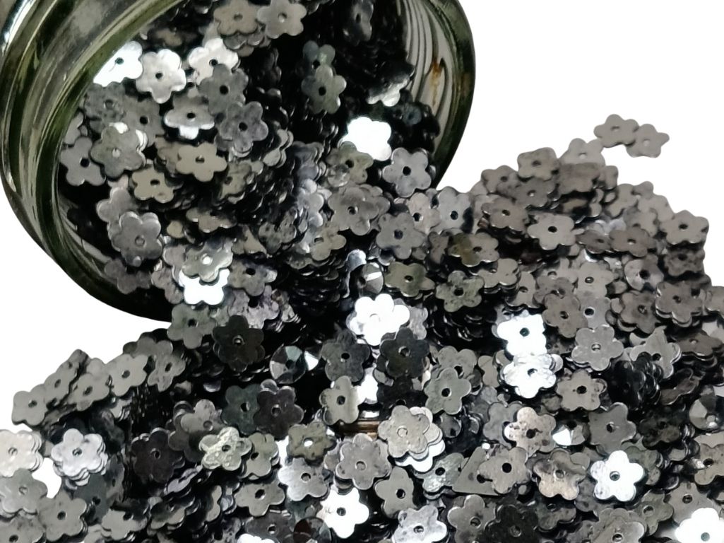 Silver Flower Plastic Embroidery Sequins