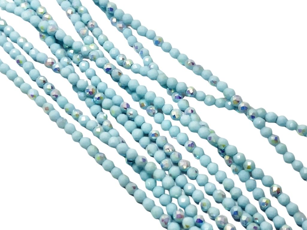 Sky Blue Rainbow Opaque Hydro Tyre / Rondelle Crystal Glass Beads