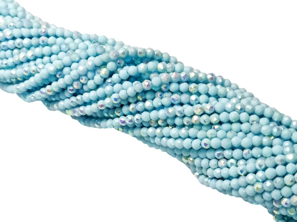 Sky Blue Rainbow Opaque Hydro Tyre / Rondelle Crystal Glass Beads
