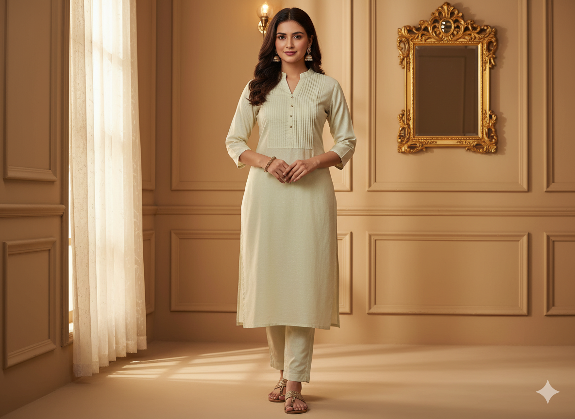 क्रीम प्लेन ग्लेज्ड कॉटन फ़ैब्रिक (थोक)