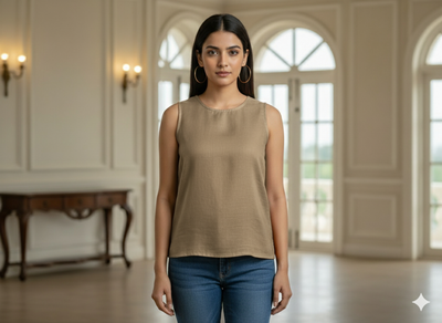 हल्का भूरा क्वार्ट्ज सादा ग्लेज्ड कॉटन कपड़ा