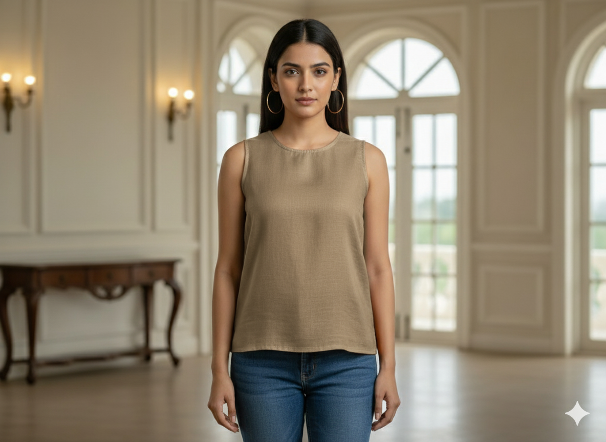 हल्का भूरा क्वार्ट्ज सादा ग्लेज्ड कॉटन कपड़ा (थोक)