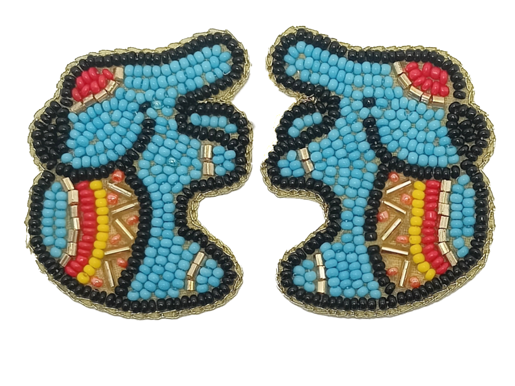 Multicolor Elephant Beaded Applique Motifs