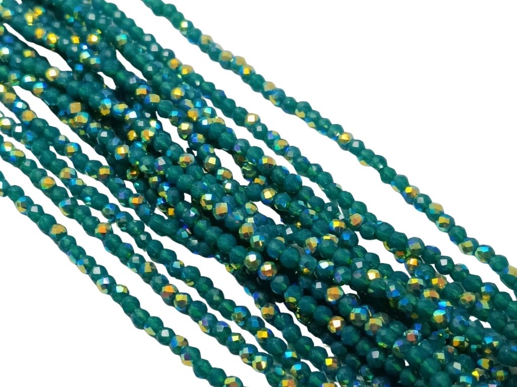 Teal Blue Rainbow Opaque Hydro Tyre / Rondelle Crystal Glass Beads