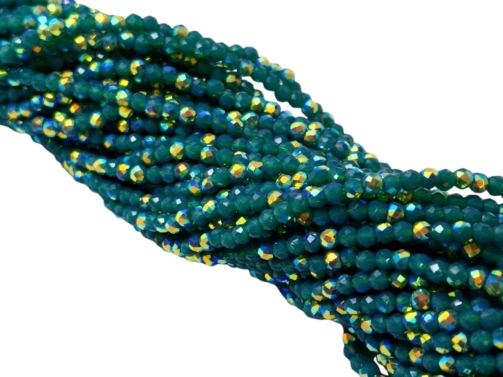Teal Blue Rainbow Opaque Hydro Tyre / Rondelle Crystal Glass Beads