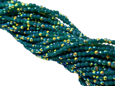 Teal Blue Rainbow Opaque Hydro Tyre / Rondelle Crystal Glass Beads
