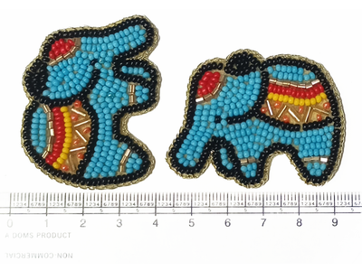 Multicolor Elephant Beaded Applique Motifs