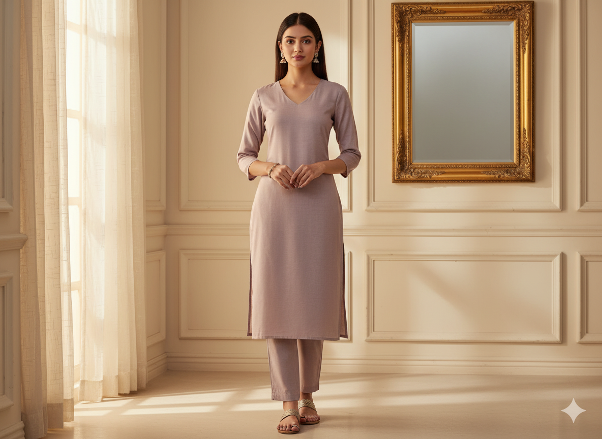 पीला लैवेंडर ब्लश सादा ग्लेज्ड कॉटन फ़ैब्रिक