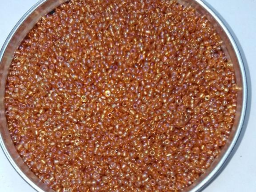 Bright Orange Rainbow Round Rocaille Glass Seed Beads- 2 mm