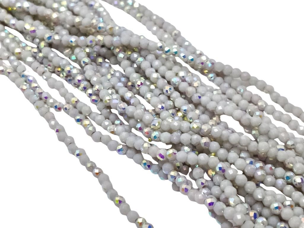 White Rainbow Opaque Hydro Tyre / Rondelle Crystal Glass Beads
