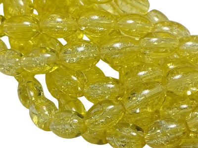 Yellow Oval Crackle Designer Glass Beads