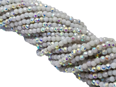White Rainbow Opaque Hydro Tyre / Rondelle Crystal Glass Beads