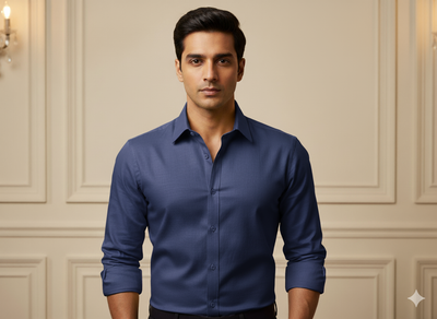 गहरा कोबाल्ट नीला सादा ग्लेज्ड कॉटन कपड़ा (थोक)