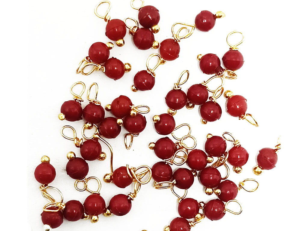 Dark Red Spherical Loreal Glass Beads