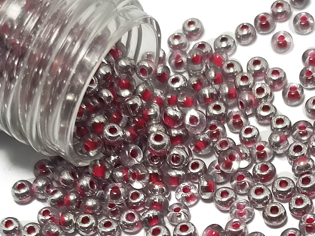 Flash Red Transparent Metallic Dual Tone Round Rocailles Glass Seed Beads