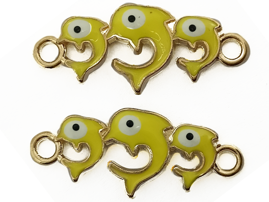 Yellow Dolphin Enamel Metal Charms