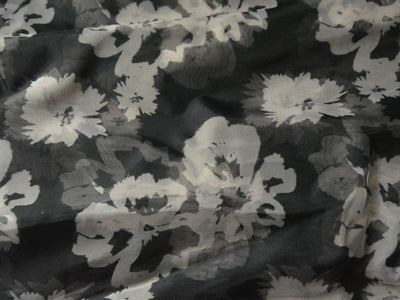 Black Floral Digital Printed Liquid Organza Fabric
