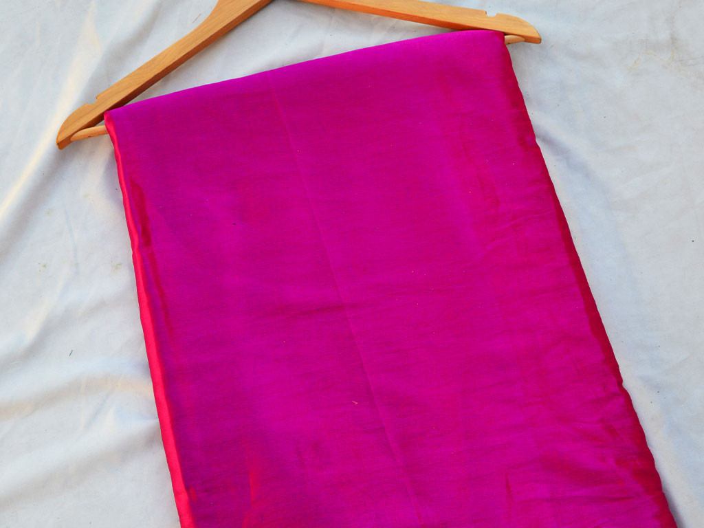 Magenta Pink Plain Pure Viscose Gaji Silk Fabric