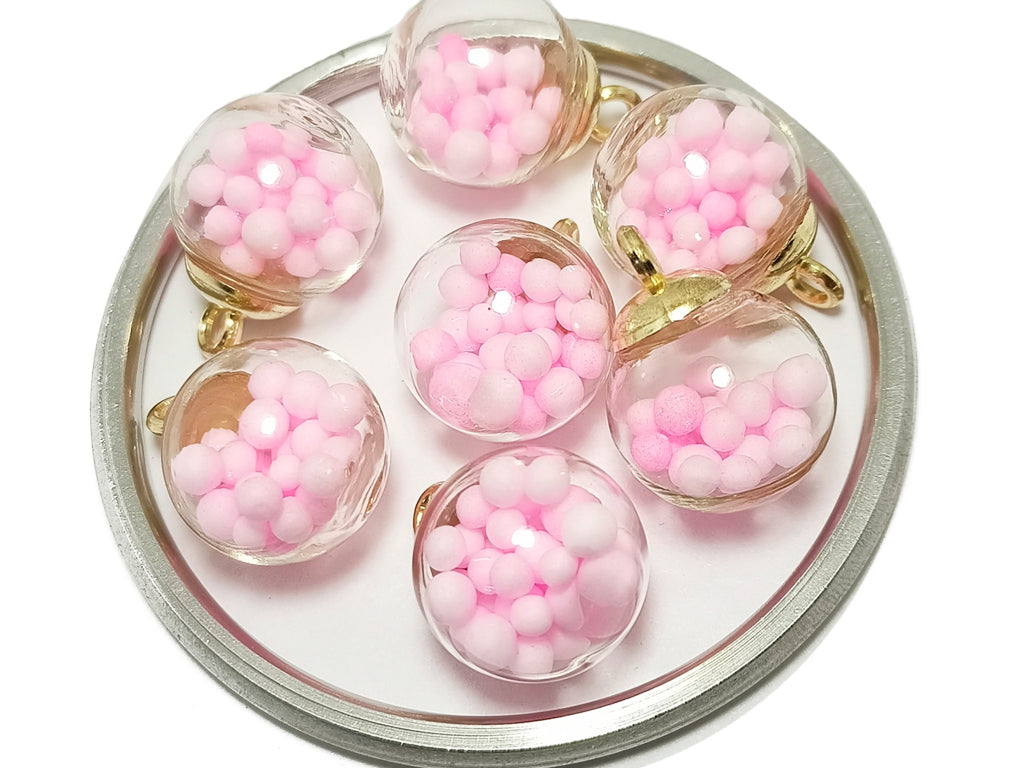 Pink Spherical Acrylic Beads With Hook