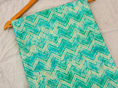 Teal Green Strips Pure Mul Mul Cotton Fabric