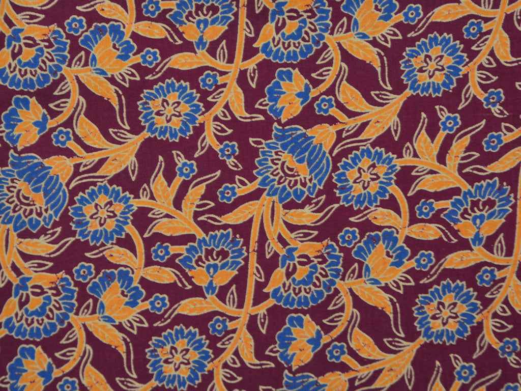 Dark Purple kalamkari Pure Cotton Fabric